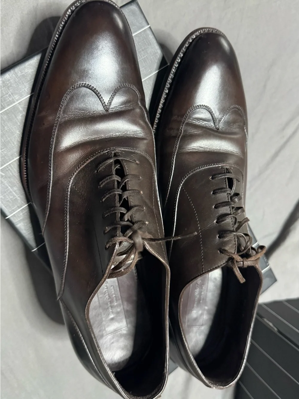 Ermenegildo Zegna Dark Brown Leather Oxford Dress Shoes